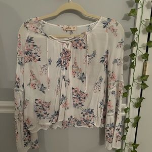 White and pink floral Hollister blouse